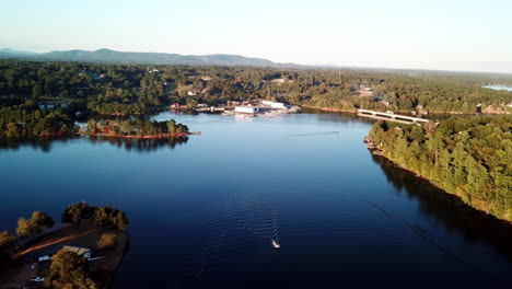 Aerial-Lake-Hickory-with-Mountains-in-Background,-Lake-Hickory-NC,-Lake-Hickory-North-Carolina