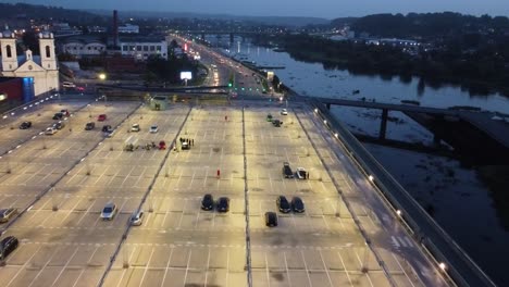 Almost-empty-top-floor-of-multi-story-parking-lot-in-downtown-of-Kaunas-city