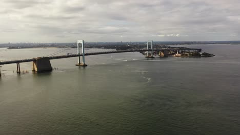 An-aerial-view-of-the-Throgs-Neck-Bridge-from-over-the-East-River