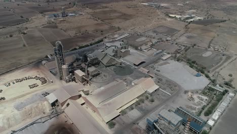 Aerial-view-of-crushed-stone-quarry-machine-in-a-construction-material-factory