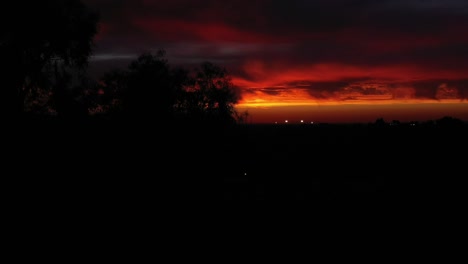 Phoenix-Arizona-sunset-with-eucalyptus-silhouette,-Hot-summer-nights