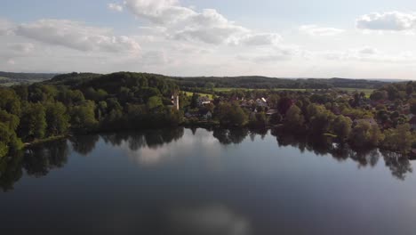 Munich-WeisslingerSee-Lake-from-above-with-a-drone-at-4k-30fps
