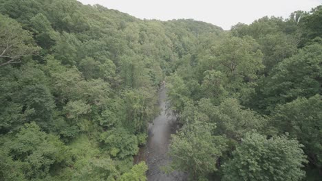 Hohe-Weite-Aufnahme-Des-Wissahickon-Creek,-Von-Der-Walnussspurenbrücke