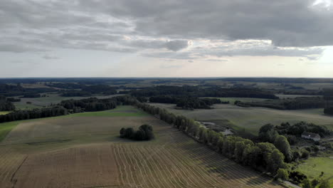 Luftflug-über-Dorf-In-Ostpolen,-Schöne-Felder,-Bäume-Schönheit-Natur-Himmel,-Landwirtschaft,-Erschossen-Von-Drohne