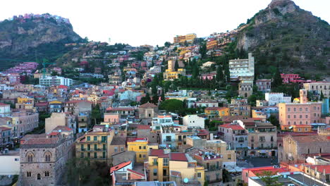 Aerial-view-on-buildings-of-Taormina,-Italy