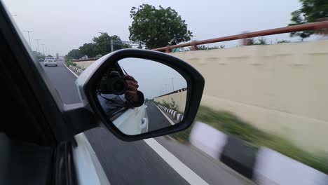 Traffic-merging-at-Akshardham-to-Noida-link-road-in-New-Delhi,-India