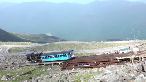 Conway,-New-Hampshire---July-4,-2019:-The-cog-railway-on-Mount-Washington-in-Conway,-New-Hampshire-on-July-4,-2019