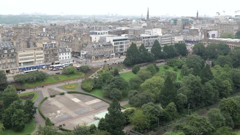 West-Princes-Street-Gardens-park-from-Edinburgh-Castle-with-vehicles-of-public-transportation-at-the-main-street