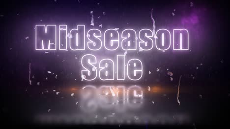 "Midseason-Sale"-neon-lights-sign-revealed-through-a-storm-with-flickering-lights