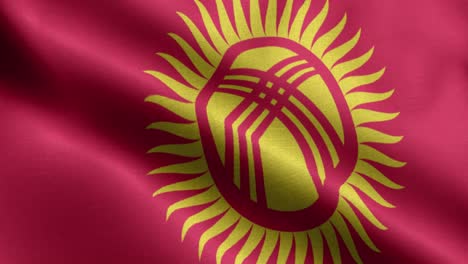 Primer-Plano-Ondeando-Lazo-4k-Bandera-Nacional-De-Kirguistán