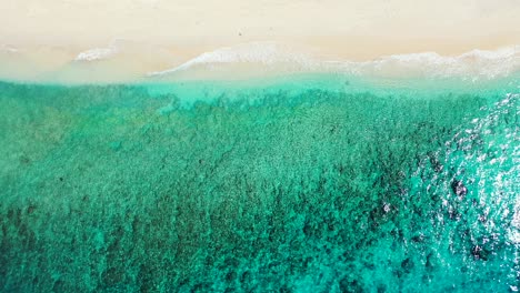 Schöne-Meeresstruktur-Mit-Türkisfarbener-Lagune,-Kristallklares-Meerwasser,-Das-Sonnenstrahlen-über-Korallenriffen-Am-Meeresboden-In-Australien-Reflektiert