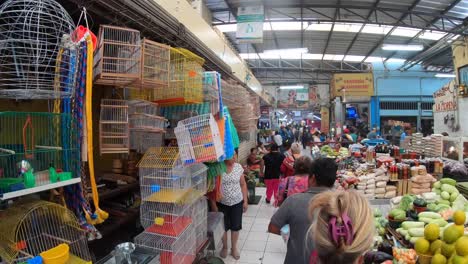 Hyperlapse-of-walking-through-the-main-food-market-in-Merida,-Yucatan,-Mexico