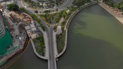 Tilt-reveal-aerial-of-Praça-Ferreira-Amaral-and-famous-Grand-Lisboa-Hotel