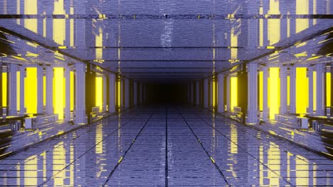 Moving-through-a-wide-empty-corridor-with-a-reflective-floor-and-ceiling