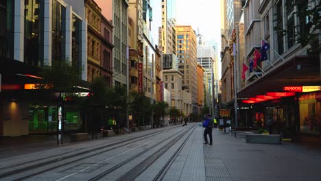 George-Street-Sydney-Isolated-in-Retail-Area-due-to-Coronavirus-at-Sunset---Static-Shot