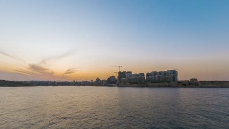 Wide-view-over-Sliema-during-Sunset-golden-hour-in-Malta