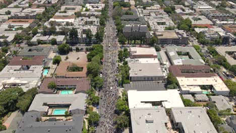4k-luftaufnahmen-Von-Protesten-Gegen-Schwarze-Leben-In-Los-Angeles,-Kalifornien,-Usa