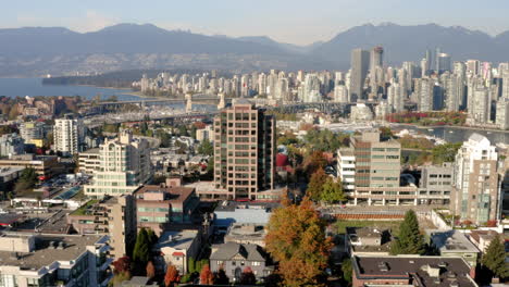Scenic-aerial-view-of-the-beautiful-downtown-Vancouver-skyline