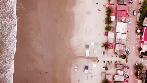 Top-down-Shot-Of-Beautiful-Olon-Beach-In-Ecuador---aerial-drone