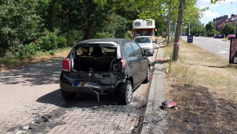 Back-shot-of-a-burned-car,-Nijmigen