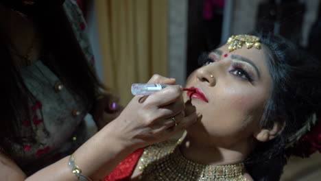 Indian-wedding,-Bridal-makeup-ready-for-wedding-ceremony-in-Dehradun-Uttarakhand-India