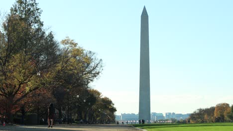Washington-Monument-obelisk-and-tourists,-Washington-DC
