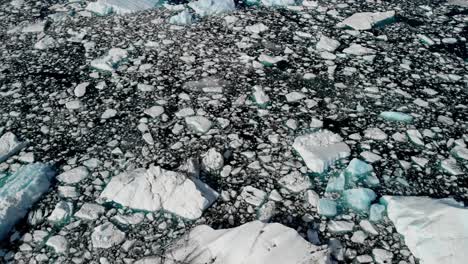 Icebergs-and-Ice-Pieces-in-Glacial-Water-Under-Glacier-in-Polar-Circle,-Alaska