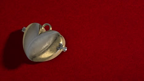 Stilvolle-Fotorealistische-3D-Darstellung-Eines-Goldenen-Herzförmigen-Medaillons-Auf-Einem-Roten-Samttuch,-Das-Sich-öffnet-Und-Eine-Liebesbotschaft-Zum-Valentinstag-Enthüllt