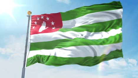 4k-3D-Illustration-of-the-waving-flag-on-a-pole-of-country-Abhazia