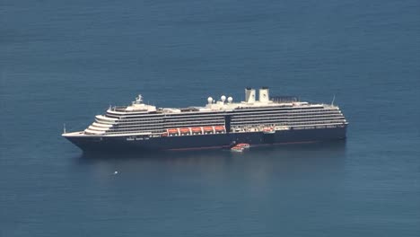 Holland-America-Line-Cruise-ship-in-Taiohae-bay,-Nuku-Hiva,-Marquesas-Islands,-French-Polynesia