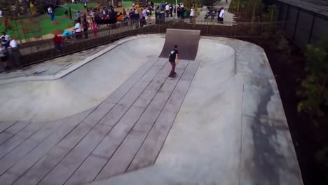 Skateboarders-in-a-skate-park-Drone