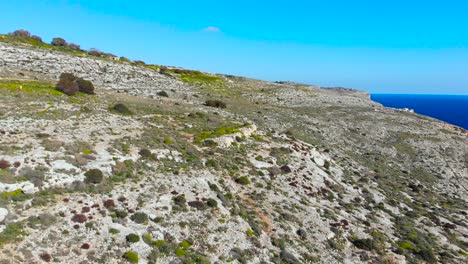 Drohne-Schoss-über-Felsen-In-Der-Natur-Und-Neben-Dem-Mittelmeer-Von-Malta