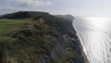 Aerial-of-the-Jurassic-coast-from-Charmouth-looking-east