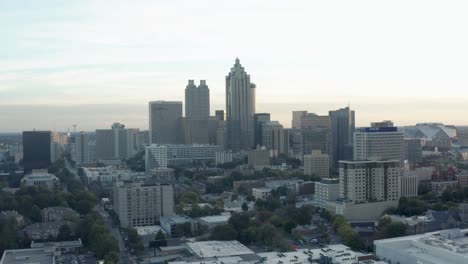Drone-shot-of-Downtown-Atlanta-looking-south-from-Midtown-in-UHD