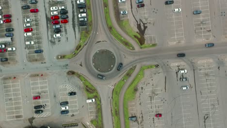 Drone-footage-over-roundabout-in-Swedish-mall