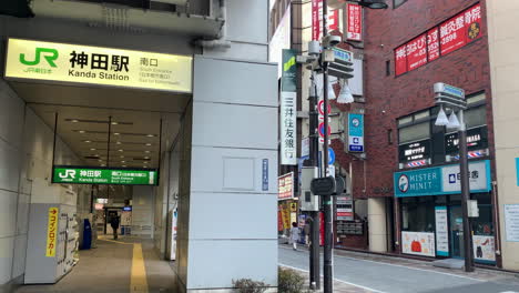 A-panoramic-of-the-street-in-front-South-gate-of-Kanda-Station-with-shops