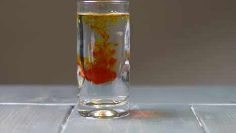 Dropping-drops-of-yellow-food-dye-into-a-glass-of-water
