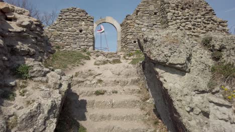 A-gate-at-the-ruins-of-medieval-castle-"Drégelyvár"-at-Nógrád-County,-Hungary