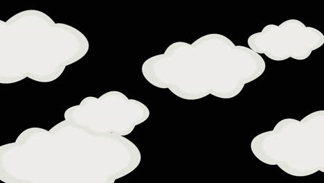 Animation-Cartoon-Flacher-Stil-Von-Grauen-Wolken-Unterschiedlicher-Größe,-Die-Sich-Mit-Unterschiedlichen-Geschwindigkeiten-Von-Rechts-Nach-Links-Bewegen