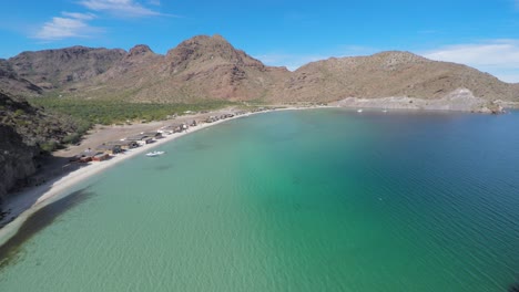 Aerial-shot-of-the-beach-El-Burro,-Concepcion-Bay,-Baja-California-Sur