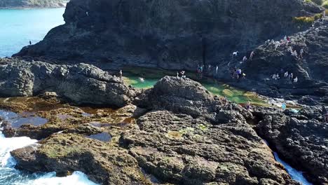 Toma-Aérea-De-Mermaid-Pool-En-Nueva-Zelanda