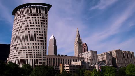 The-downtown-Cleveland-Skyline-in-Ohio-as-seen-from-the-Flats