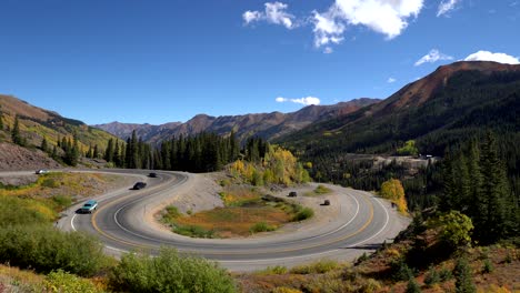 Wide-angle-view-of-a-curvy-section-of-the-Million-Dollar-Highway-in-the-San-Juan-Mountains-of-Colorado