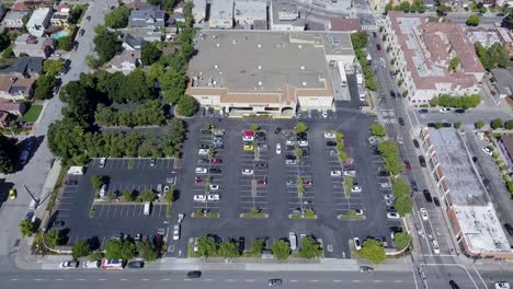 Aerial-drone-view-of-safeway-grocery-store-with-parking-lot