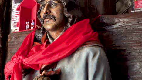 Close-up-shot-of-Gauchito-Gil-statue,-a-popular-folk-hero-of-Argentina