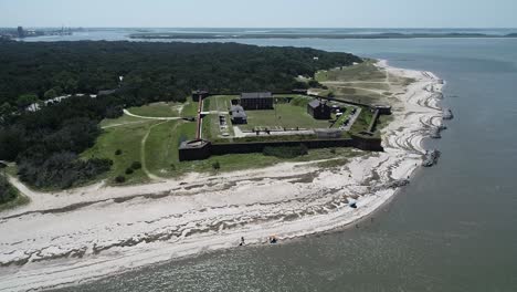 Fort-Clinch-State-Park-flying-over-the-fort-on-a-peaceful-sunny-summer-day