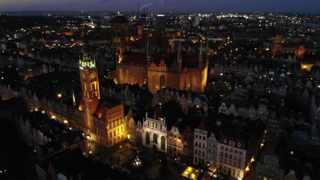 Aerial-view-of-the-illuminated-Town-Hall-and-St