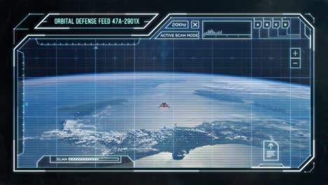 Small-Spaceship-Travelling-Over-Earth---Futuristic-Computer-HUD