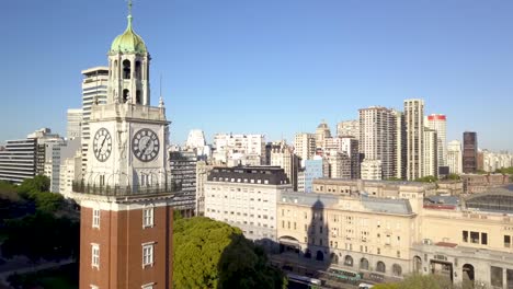 Aerial-shot-of-Torre-Monumental-and-Buenos-Aires-buildings-in-background