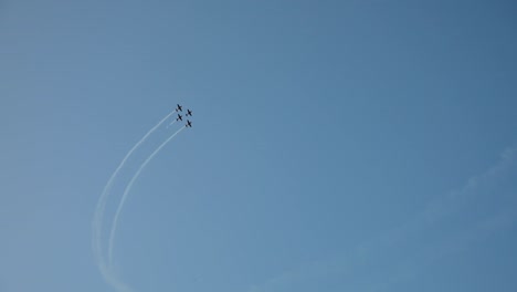 4k-video-showing-a-tandem-flight-of-four-airplanes-at-an-aerobatic-display-in-Iasi,-Romania